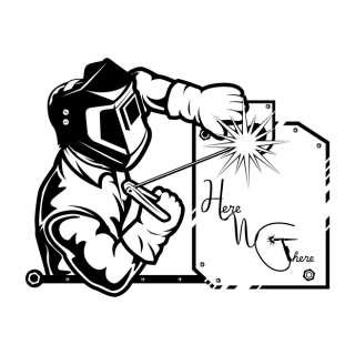 Here N There LLC logo – welder illustration